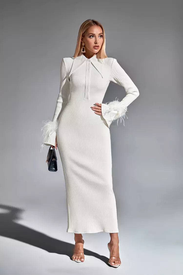 Sawyer Cream Long Sleeve Maxi Dress