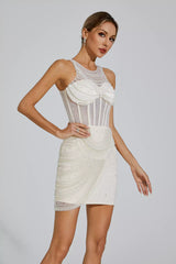 Shay White Beaded Embellished Mini Dress