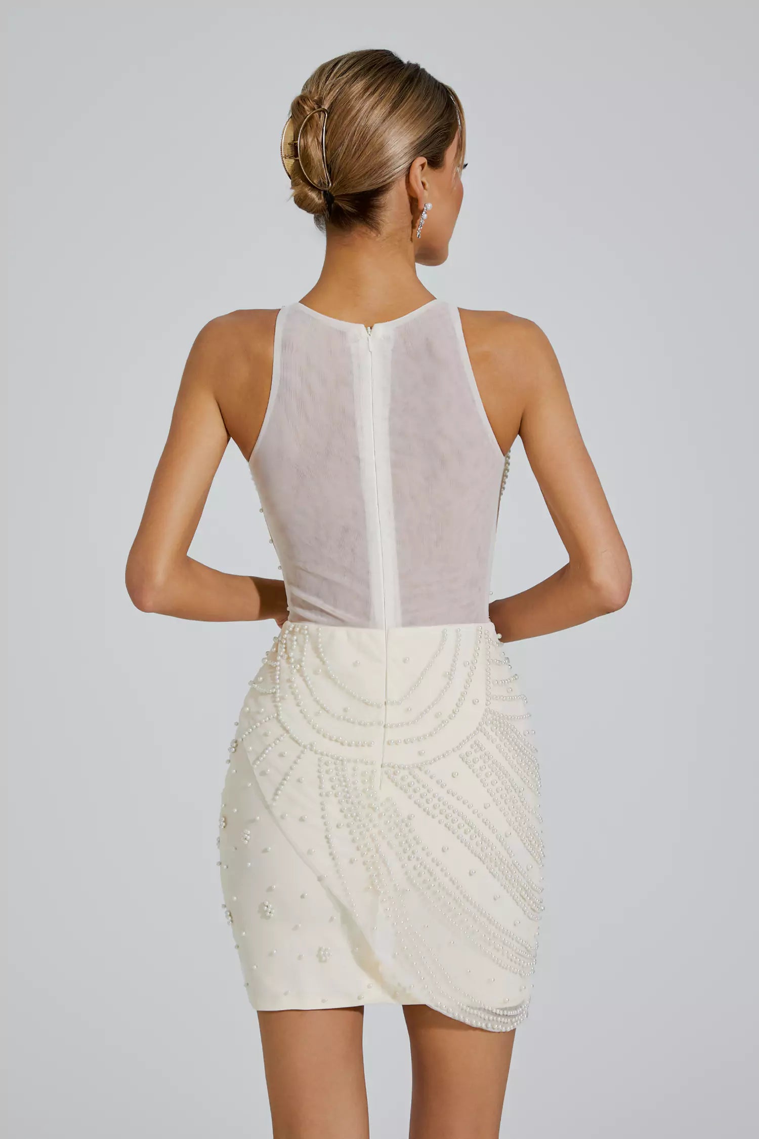 Shay White Beaded Embellished Mini Dress