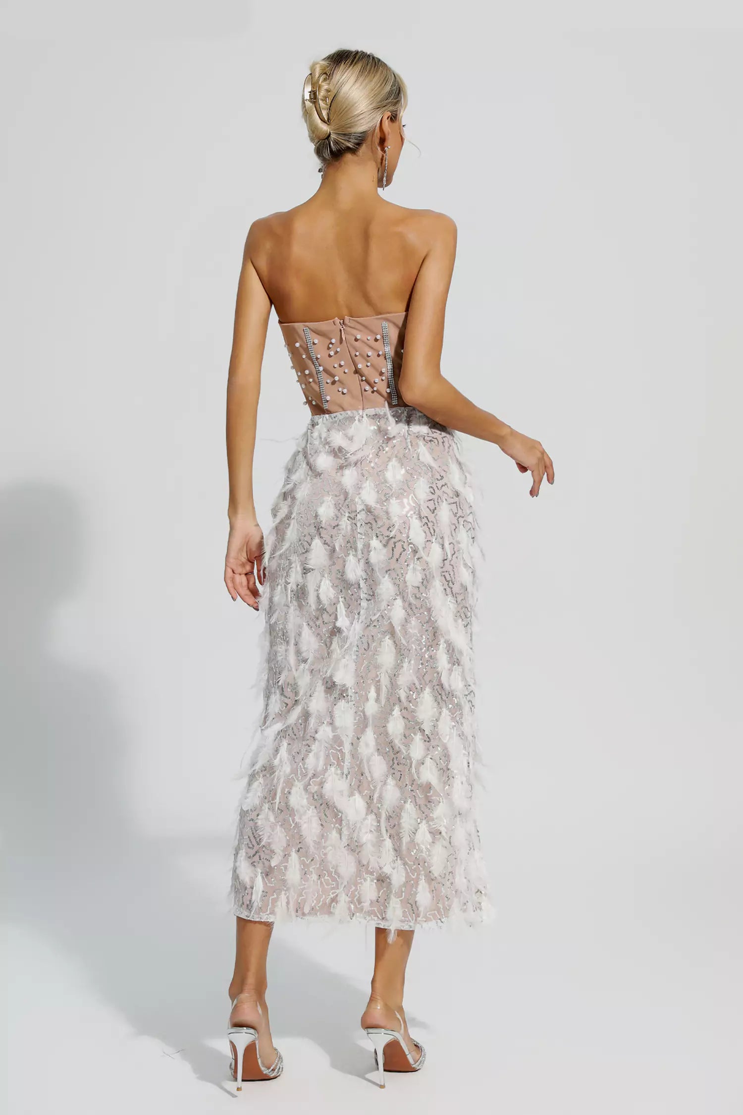 Siena White Feather Tube Top Dress