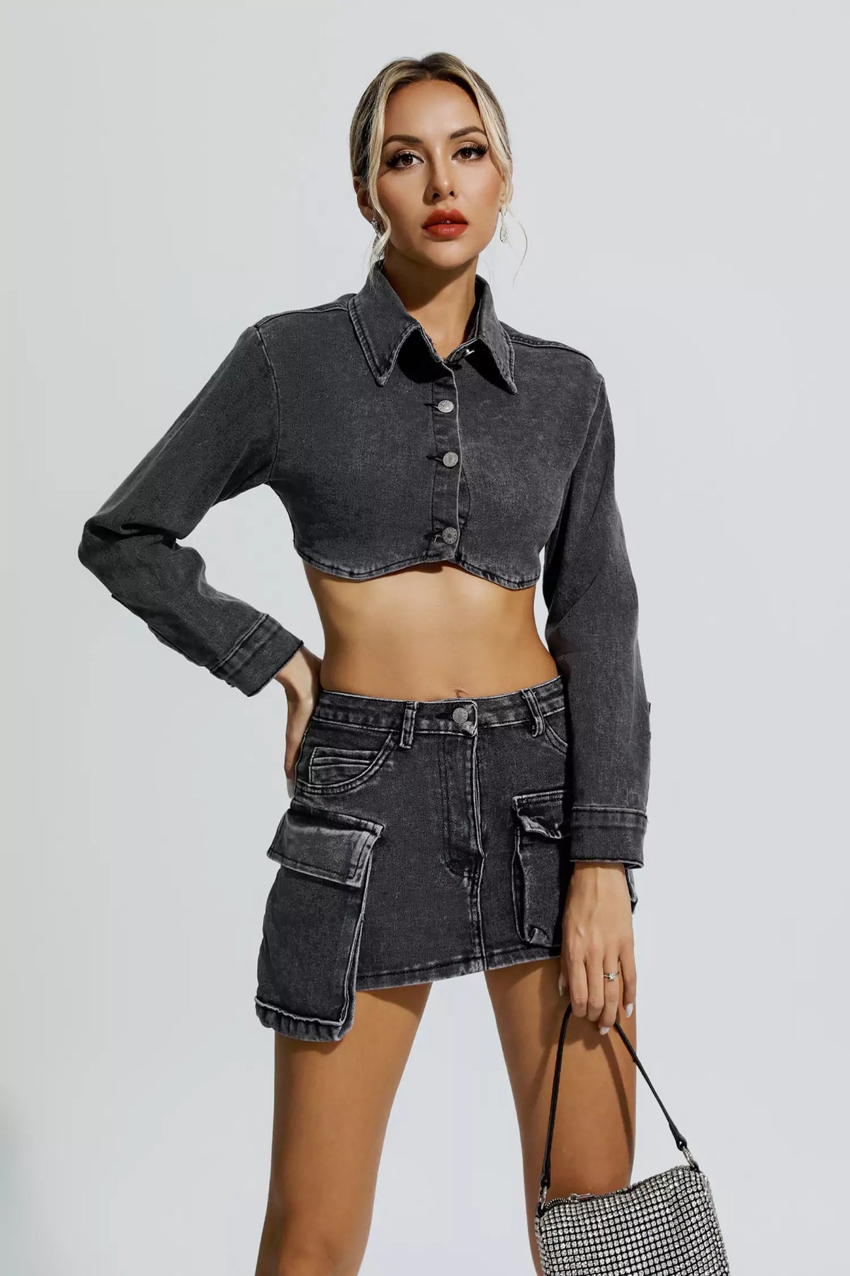 Sierra Grey Irregular Denim Set