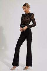 Simone Black Belted Lace Jumpsuit