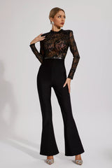 Simone Black Belted Lace Jumpsuit