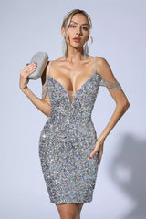 Talia Silver Sequin Dress