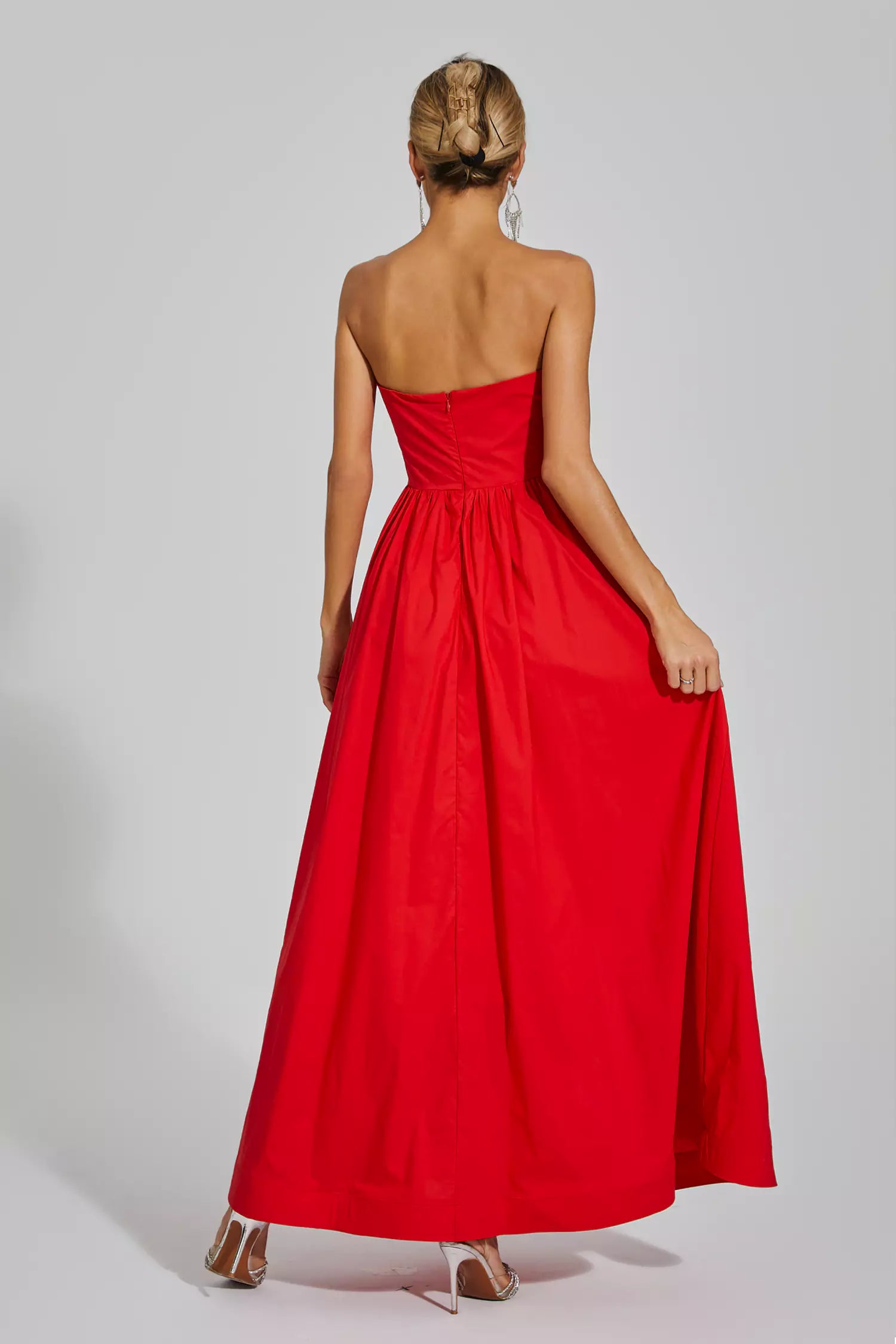 Tori Red Rose Flower Off Shoulder Dress