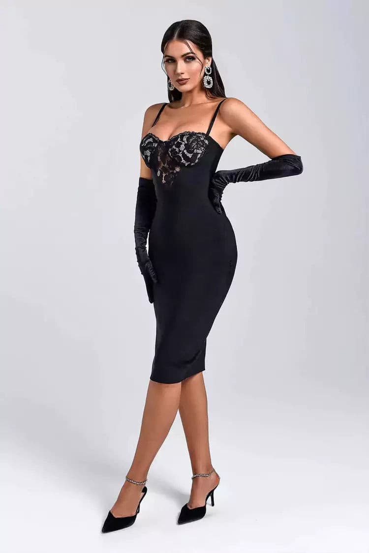 Vera Black Lace Bodycon Dress - Catchall