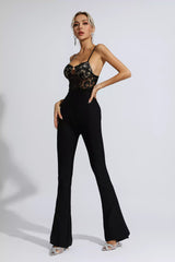 Veronica Black Lace Bandage Jumpsuit