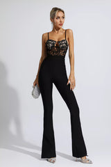 Veronica Black Lace Bandage Jumpsuit