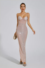 Violeta Apricot Maxi Sequins Dress