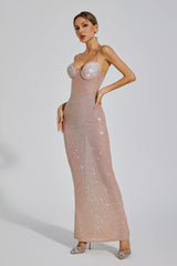 Violeta Apricot Maxi Sequins Dress