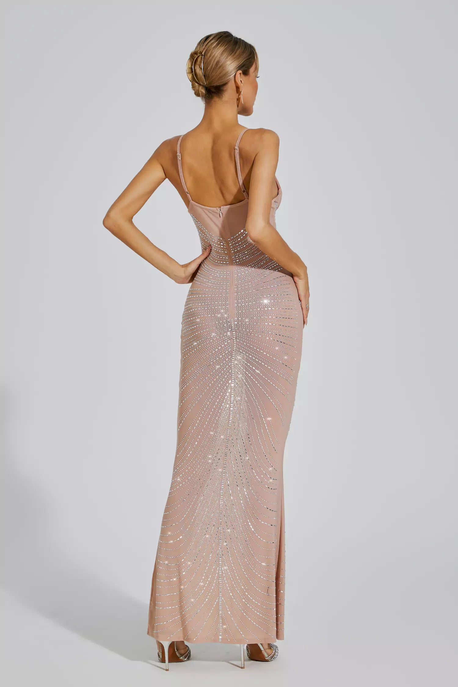 Violeta Apricot Maxi Sequins Dress