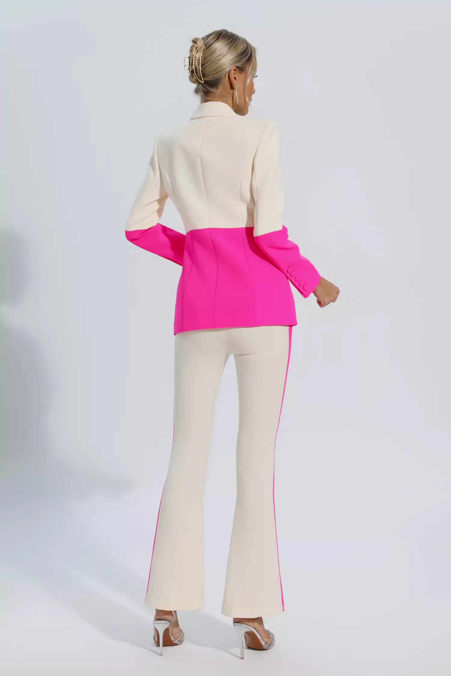 Virginia Pink Splicing Apricot Blazer Set