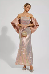 Whitley Apricot Sequins Off-shoulder Dress