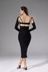 Wren Black Bandage Midi Dress