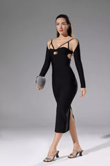 Wren Black Bandage Midi Dress