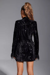 Wynter Black Feather Blazer Satin Dress