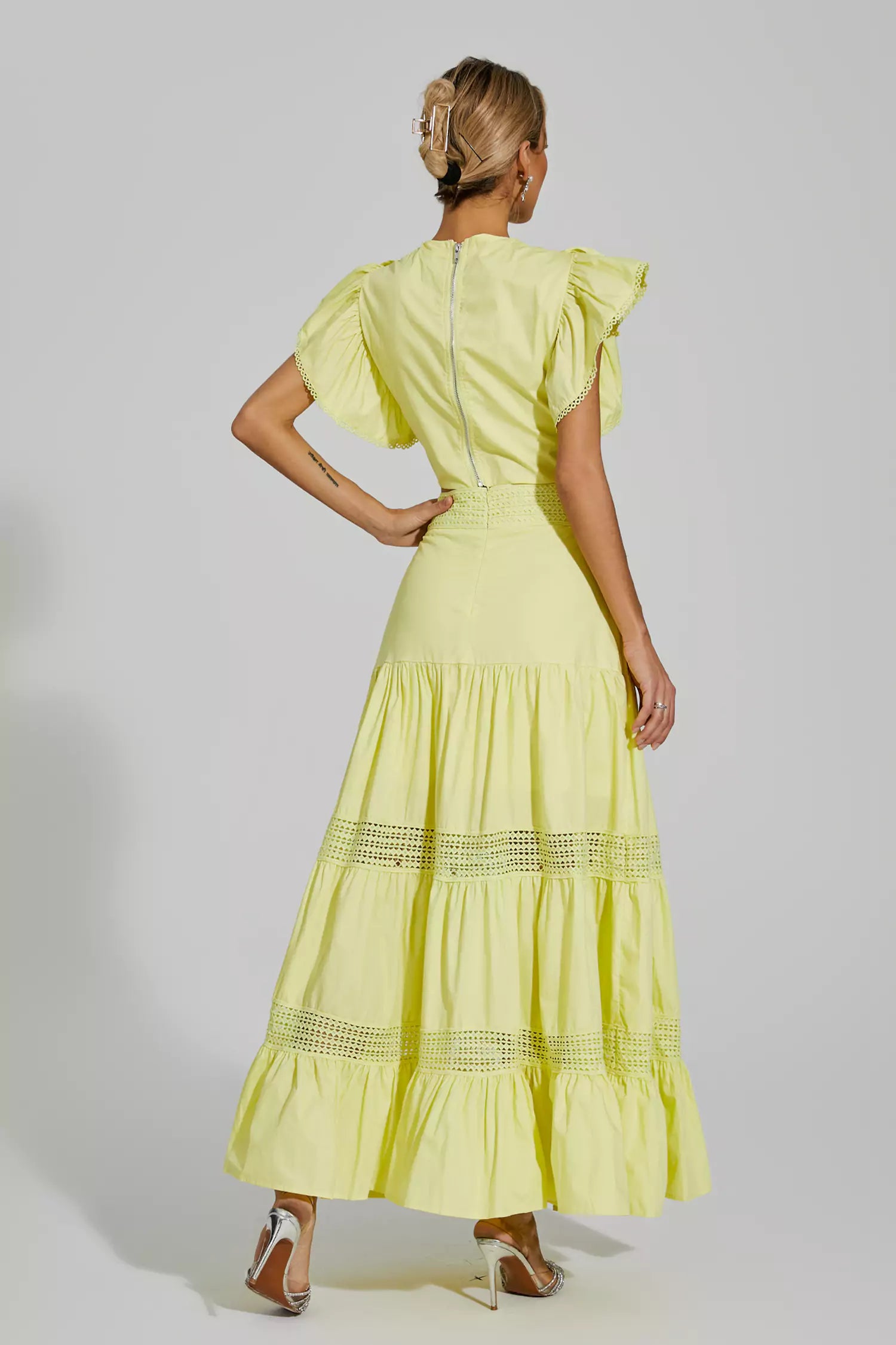 Zoie Yellow Ruffled Sleeveless Set