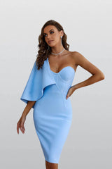 Zoey Baby Blue One Shoulder Bandage Dress