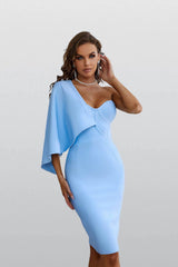 Zoey Baby Blue One Shoulder Bandage Dress - Catchall