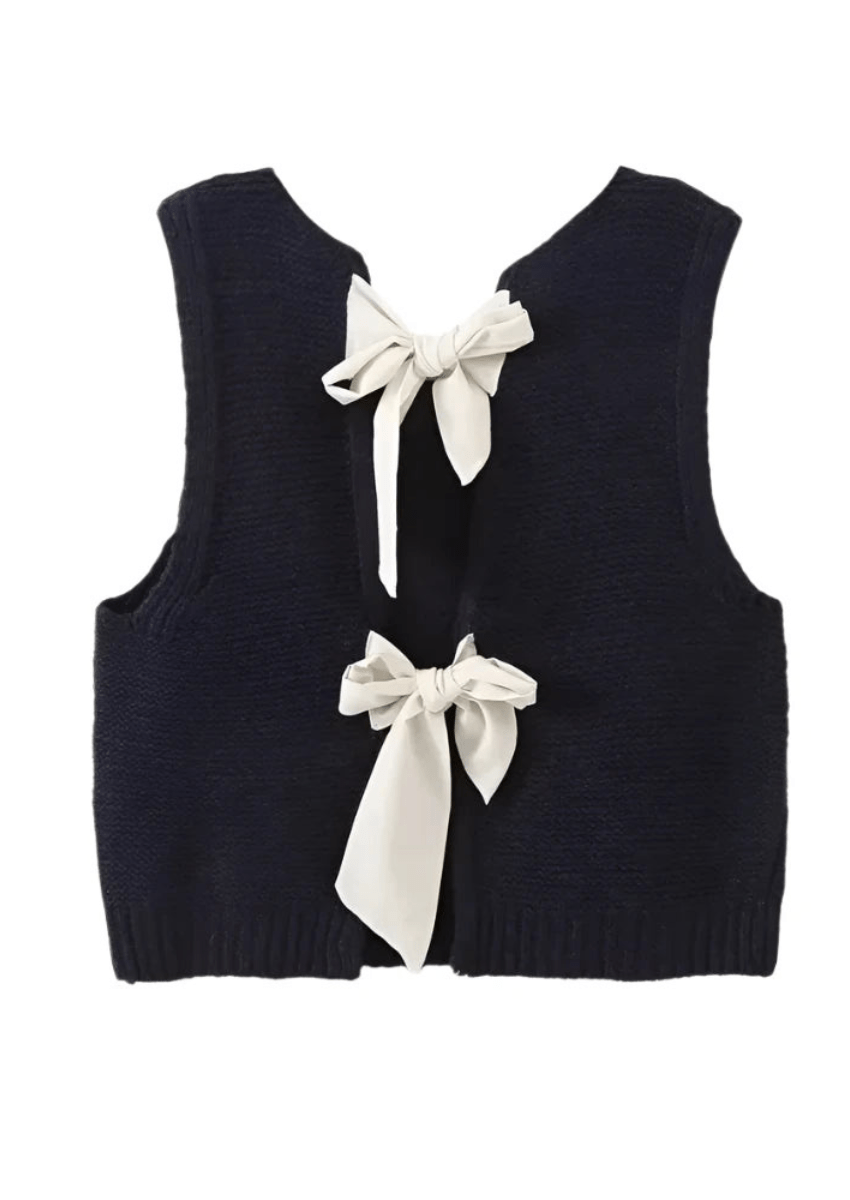 Back Bow Tie Knitted Vest
