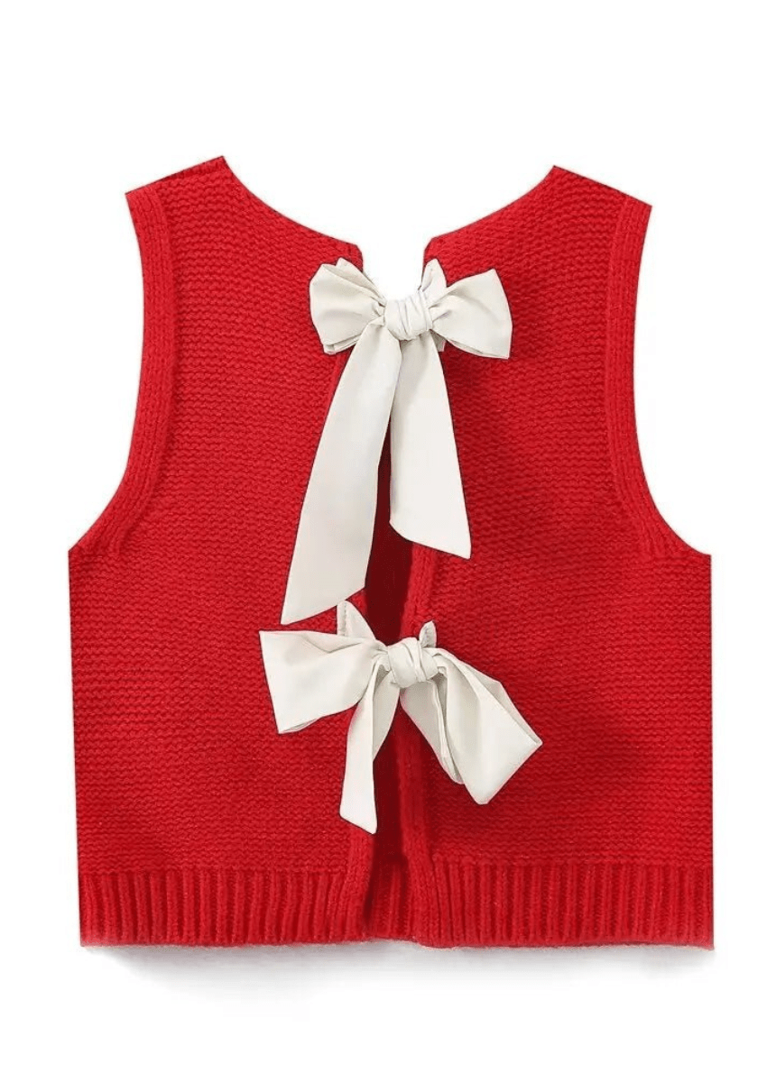 Back Bow Tie Knitted Vest