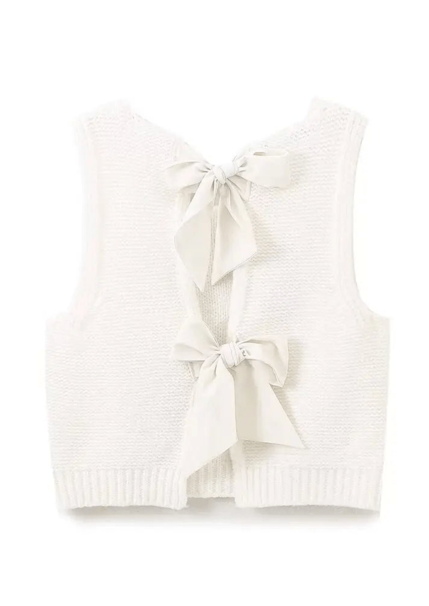 Back Bow Tie Knitted Vest