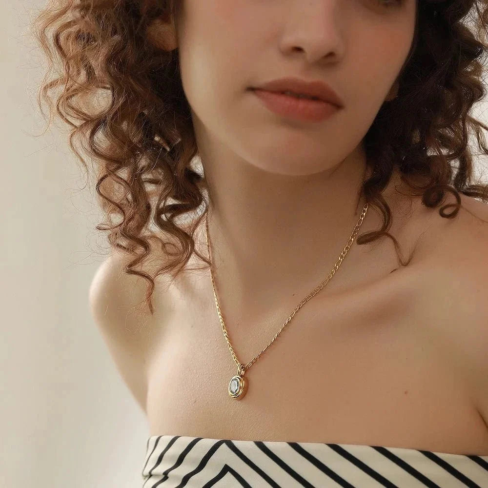 Bezel Solitaire Pendant Necklace
