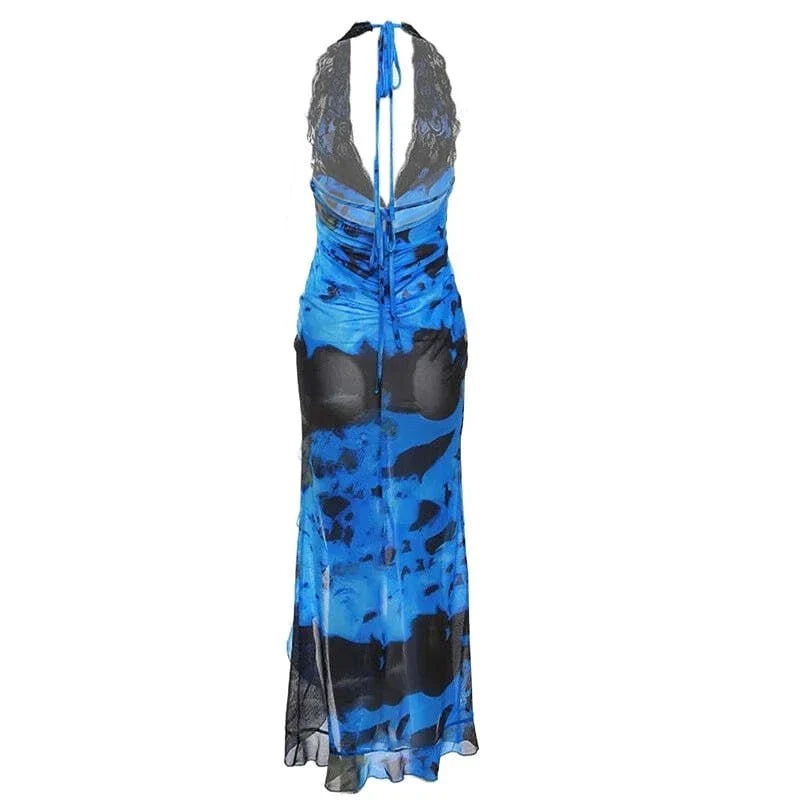 Blue Coral Inspired Midi Dress – Krzno