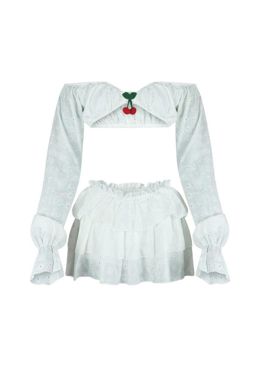 Cherry Embellished Skirt Set