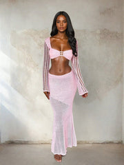 Crochet Knit 2 Piece Skirt Set