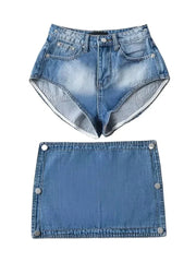 Denim Button Mini Skirt