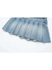 Denim Pleated Skirt