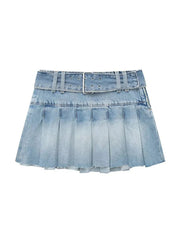 Denim Pleated Skirt