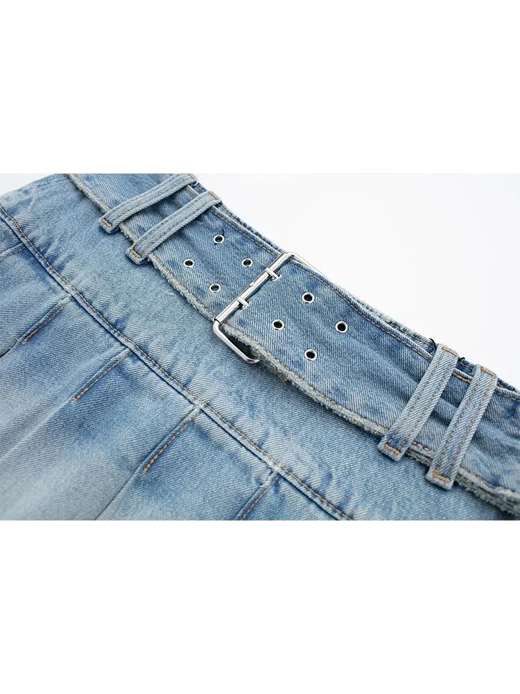 Denim Pleated Skirt