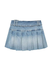 Denim Pleated Skirt