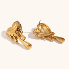 Dripping Heart Stud Earrings