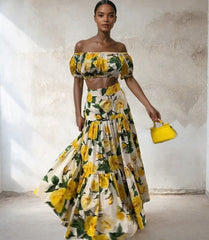 Floral Two-Piece Long Skirt Set