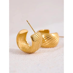 Gilded Grooves Hoop Earrings