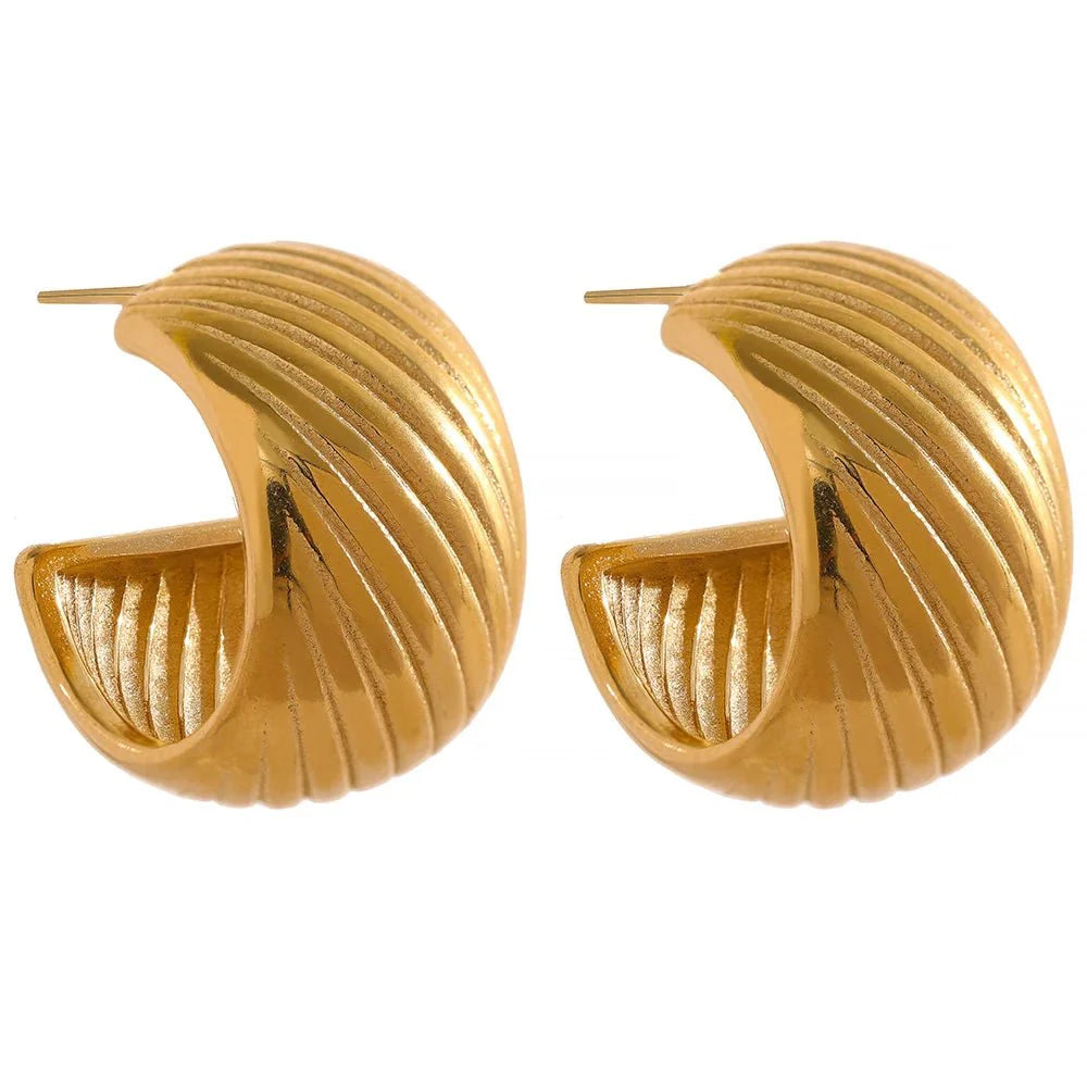 Gilded Grooves Hoop Earrings