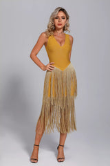 Lily Gold Glitter Tassel Cocktail Dress - Catchall