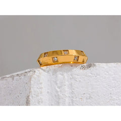 Gold Studded Band Ring
