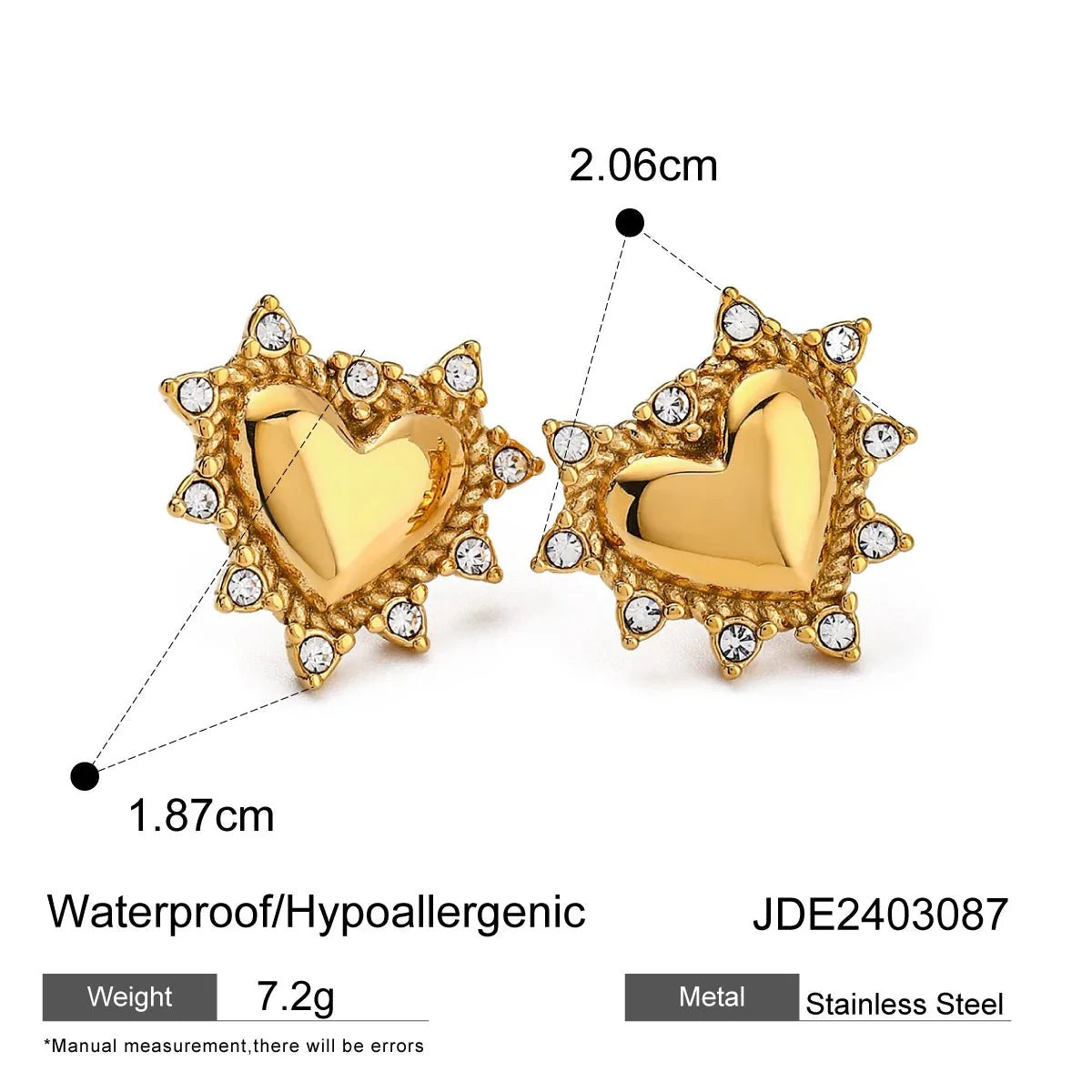 Heart-Shaped Stud Earrings