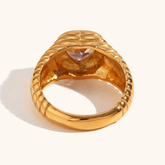Heart-Shaped Zircon Cocktail Ring