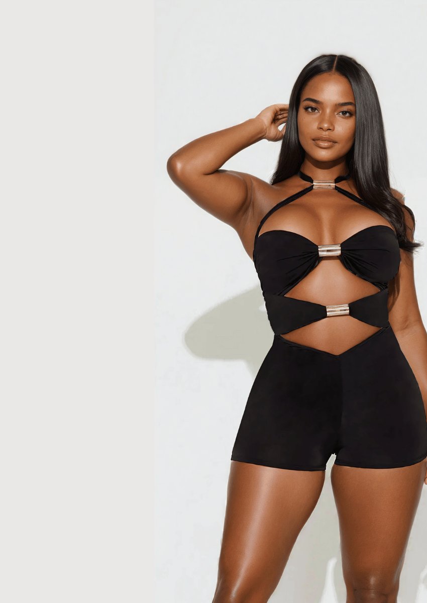 Hollow-Out Halter Playsuit
