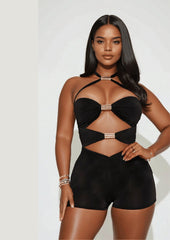 Hollow-Out Halter Playsuit