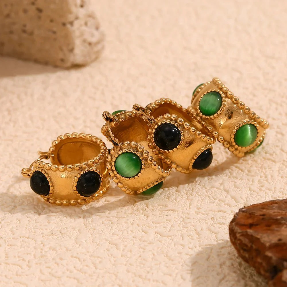 Hoop Earrings with Multi-Stone Accents