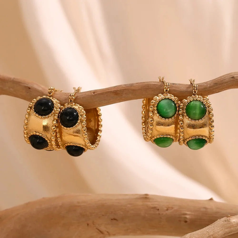 Hoop Earrings with Multi-Stone Accents