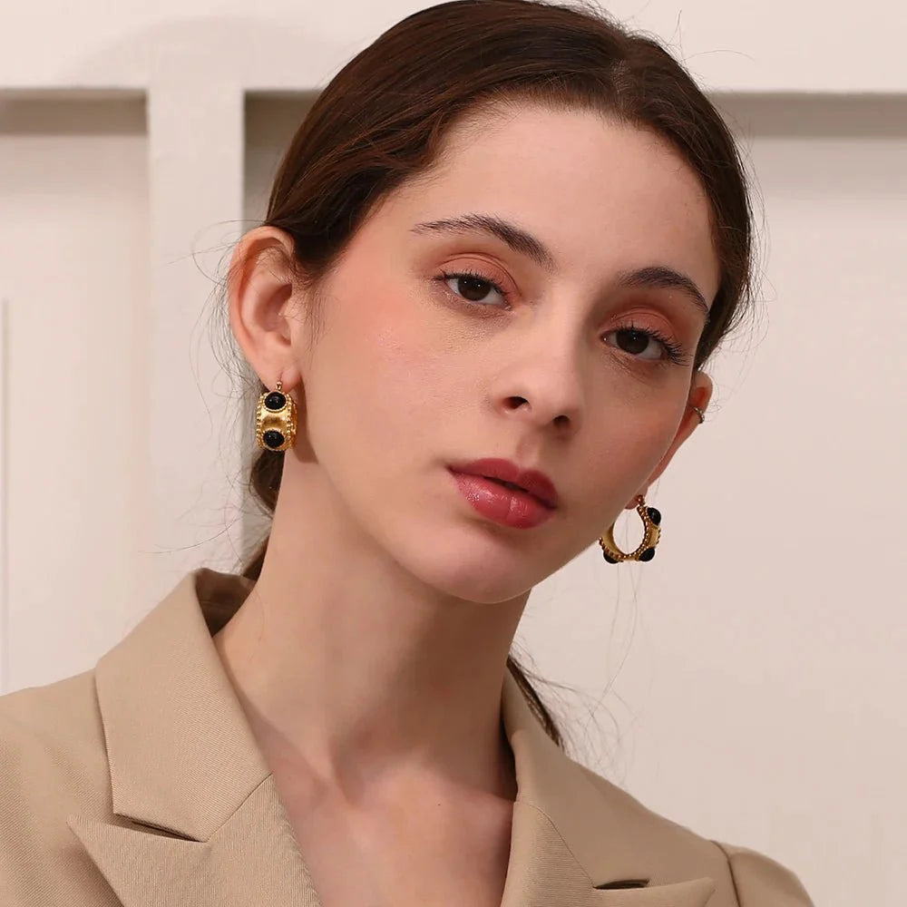 Hoop Earrings with Multi-Stone Accents