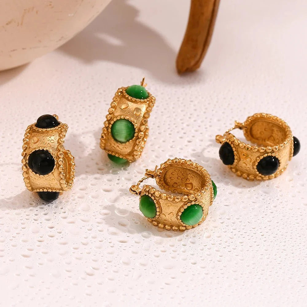 Hoop Earrings with Multi-Stone Accents