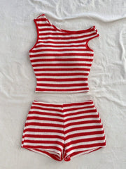 Striped Vest And Shorts Set